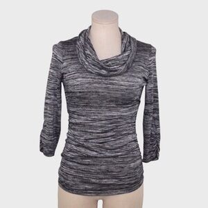 AB Studio Gray Space Dye Cowl Neck Top